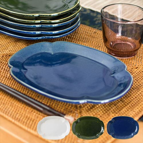 楕円皿 21.3cm 陶器製 木瓜皿 中皿 取り皿 [92084-wh 92084-gr 92084