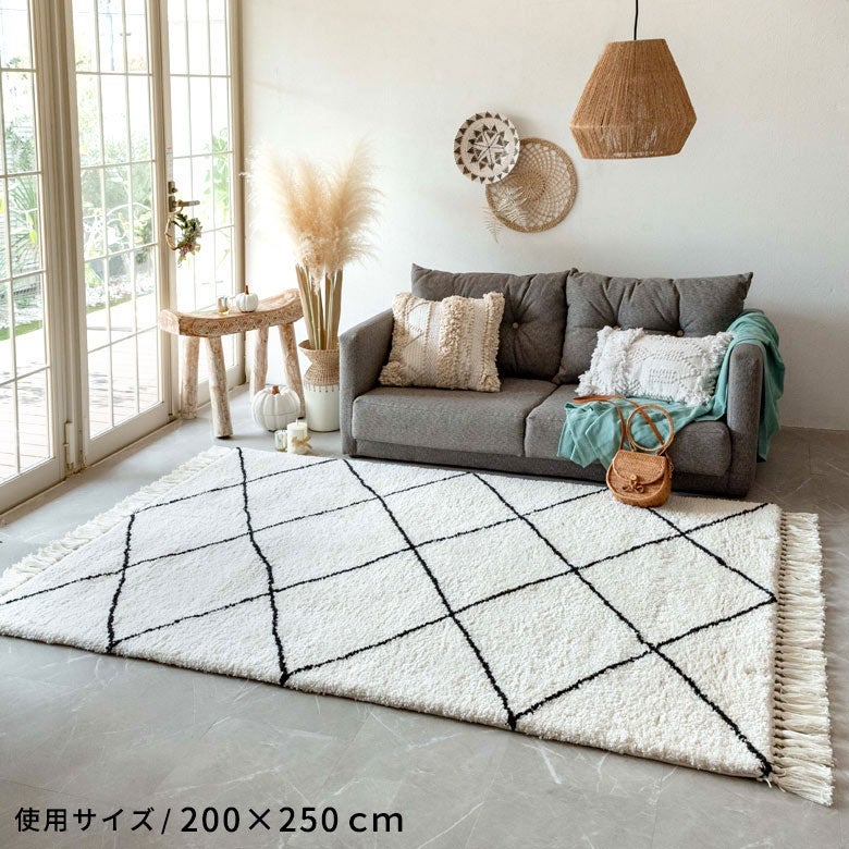 ラグ ラグマット 約 200×250cm ベニオワレン風 メッシュ 長方形 室内