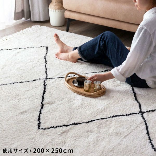 ラグ ラグマット 約 200×250cm ベニオワレン風 メッシュ 長方形 室内