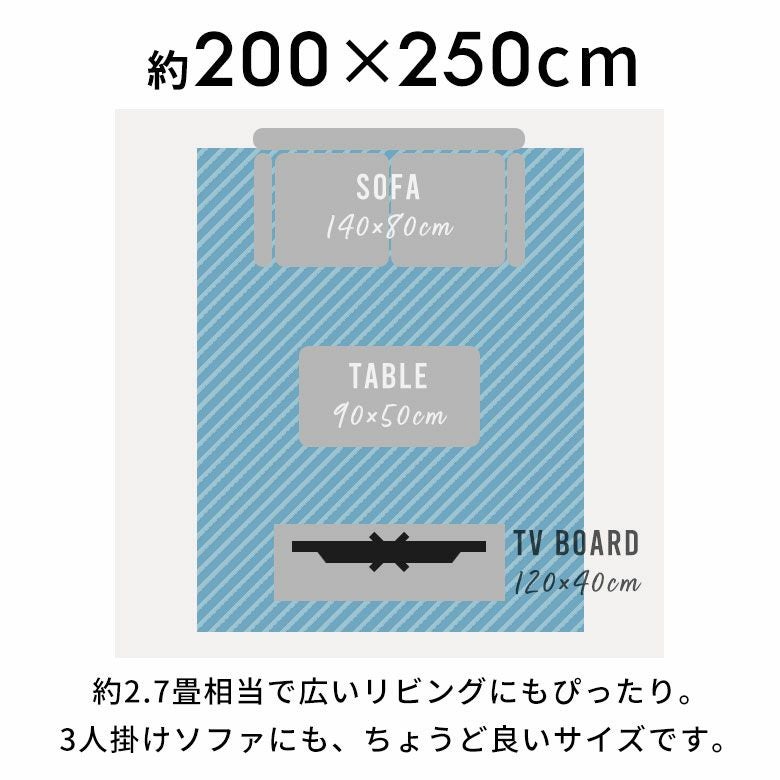 ラグ ラグマット 約 200×250cm ベニオワレン風 長方形 滑り止め 付き