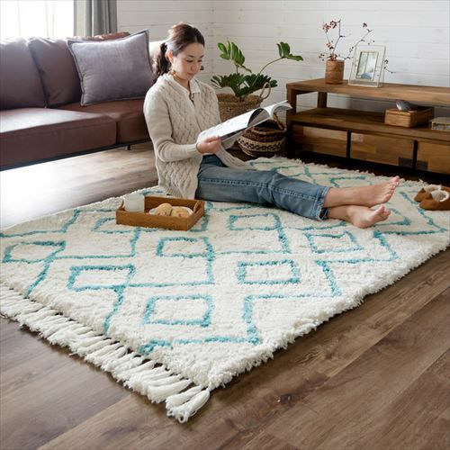 ラグ ラグマット 130cm×190cm ベニオワレン風 ダイヤ [b3d-83]【ラグ