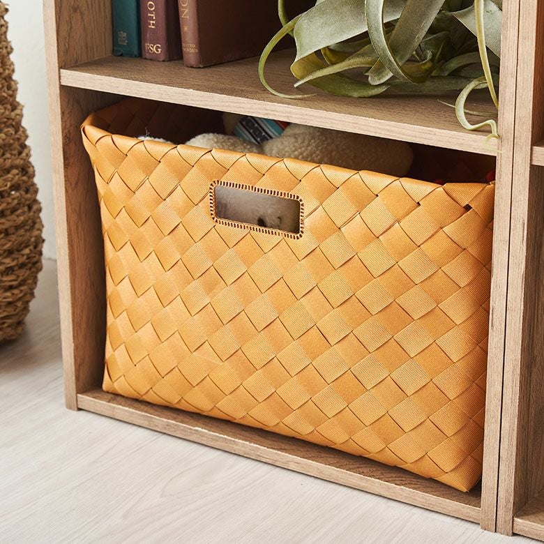 かご バスケット 洗える 持ち手付き 白樺風 籠 ポリエチレン製 約 W 38