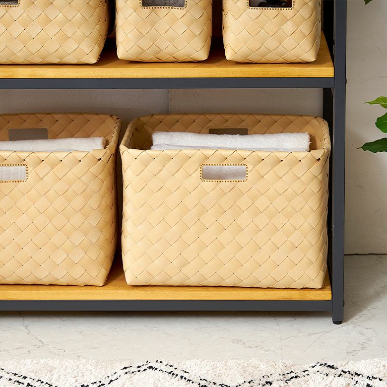 かご バスケット 3個セット 洗える 白樺風 籠 ポリエチレン製 深型