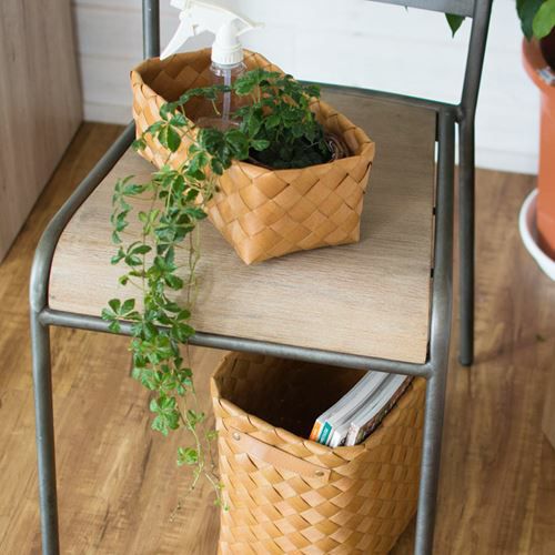 かご バスケット 白樺風 28×15cm 浅型 ポリエチレン製 ノルディック