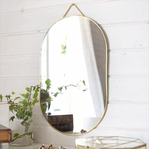 壁掛けミラー オーバル 真鍮フレーム ゴールド [66714]【 ミラー 鏡