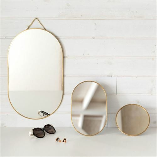 壁掛けミラー オーバル 真鍮フレーム ゴールド [66714]【 ミラー 鏡