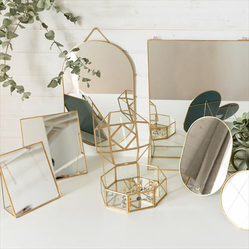 壁掛けミラー オーバル 真鍮フレーム ゴールド [66714]【 ミラー 鏡