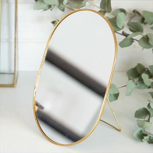 壁掛けミラー オーバル 真鍮フレーム ゴールド [66714]【 ミラー 鏡