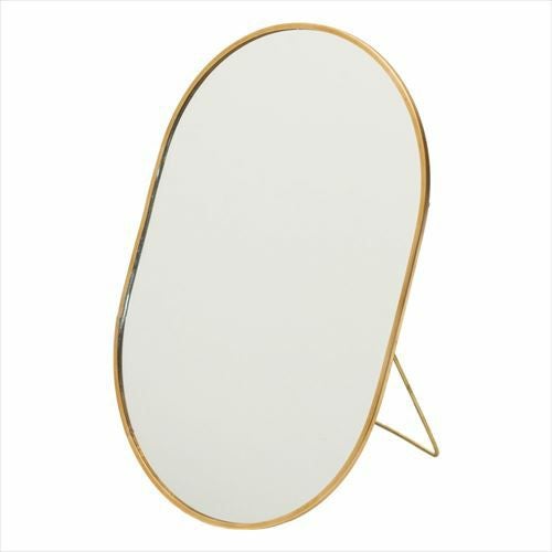 置くだけで様になる真鍮フレームのスタンドミラー オーバル型 卓上 約