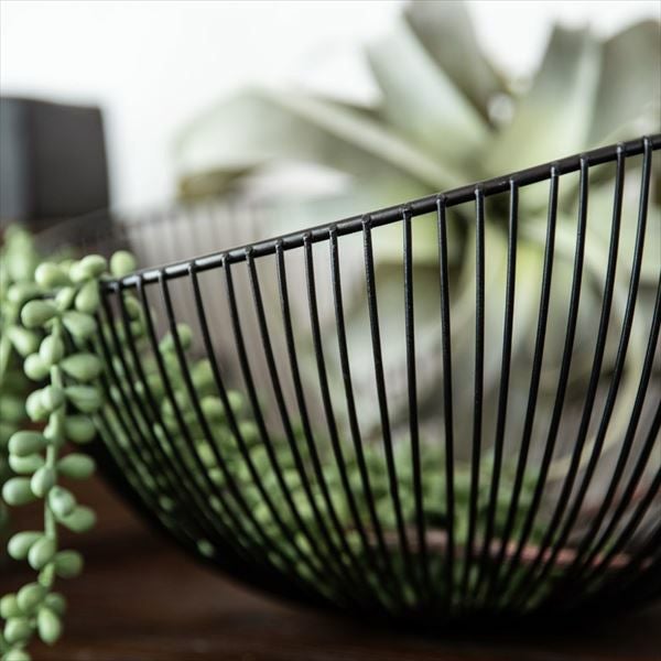 ワイヤーバスケット 楕円形 放射状ワイヤー ブラック [66643]【 かご