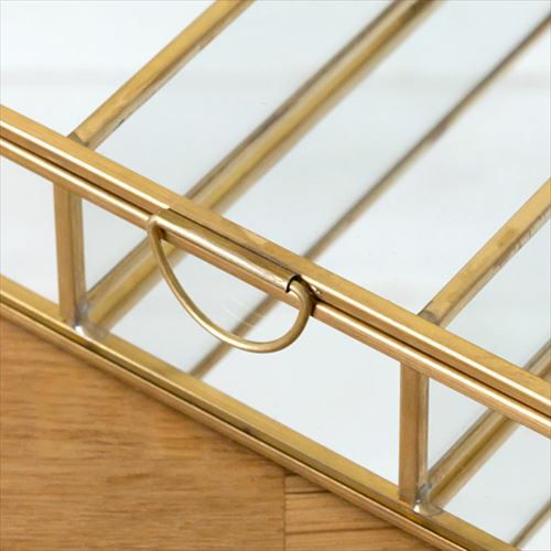 仕切り付き真鍮ガラスジュエリーボックス、ディスプレイ用にも映える