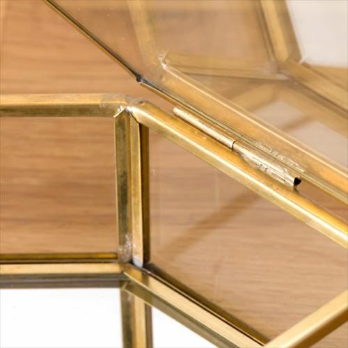 仕切り付き真鍮ガラスジュエリーボックス、ディスプレイ用にも映える