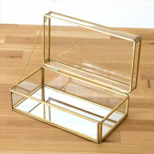 ガラスと真鍮でできたストッパー付き収納ケース(63240