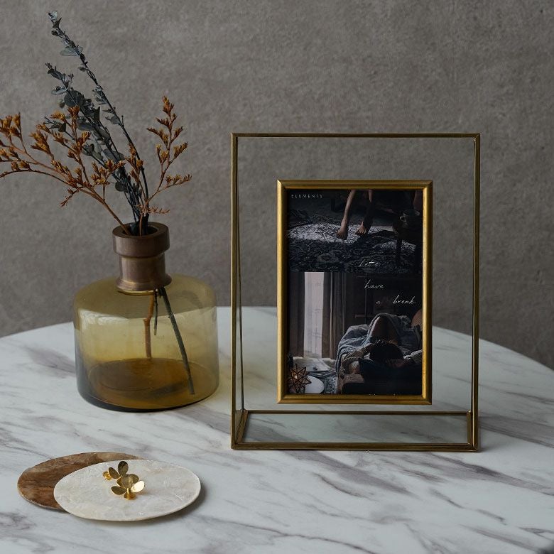 ガラスと真鍮でできたフォトフレーム 写真立て おしゃれ フォト