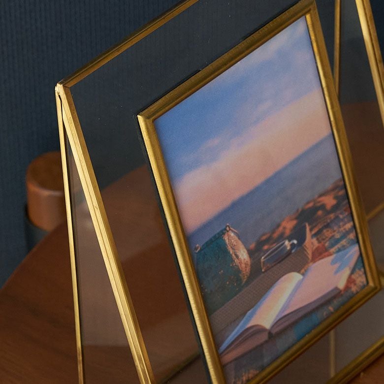 ガラスと真鍮でできたフォトフレーム 写真立て おしゃれ フォト