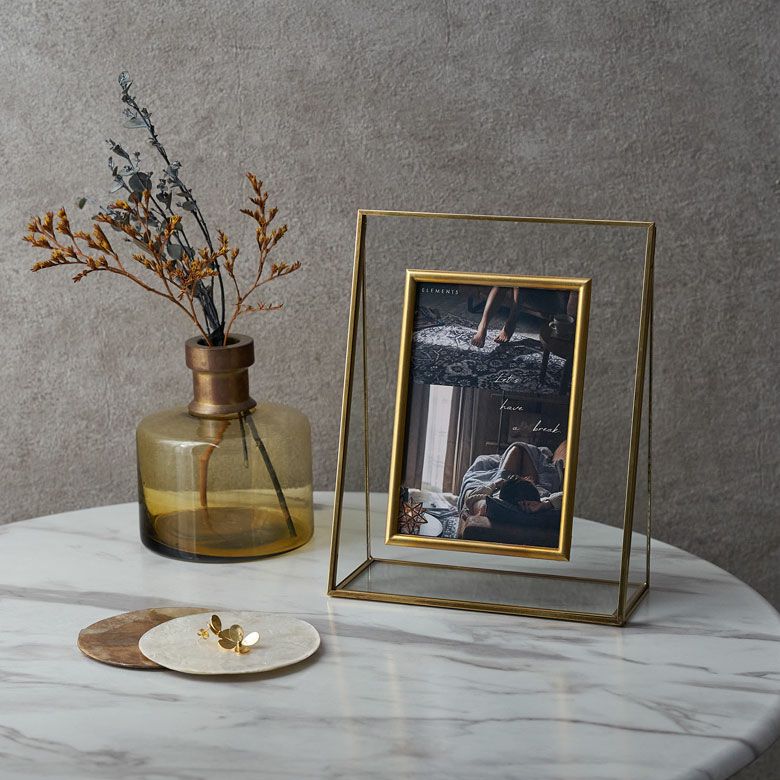 ガラスと真鍮でできたフォトフレーム 写真立て おしゃれ フォト