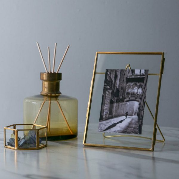 ガラスと真鍮でできたフォトフレーム(63270)【写真立て おしゃれ