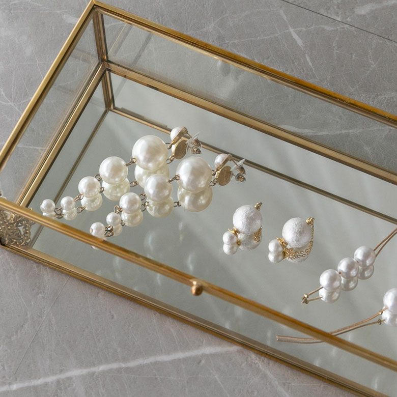 ガラスと真鍮でできたジュエリーボックス(63280) 【ガラスボックス