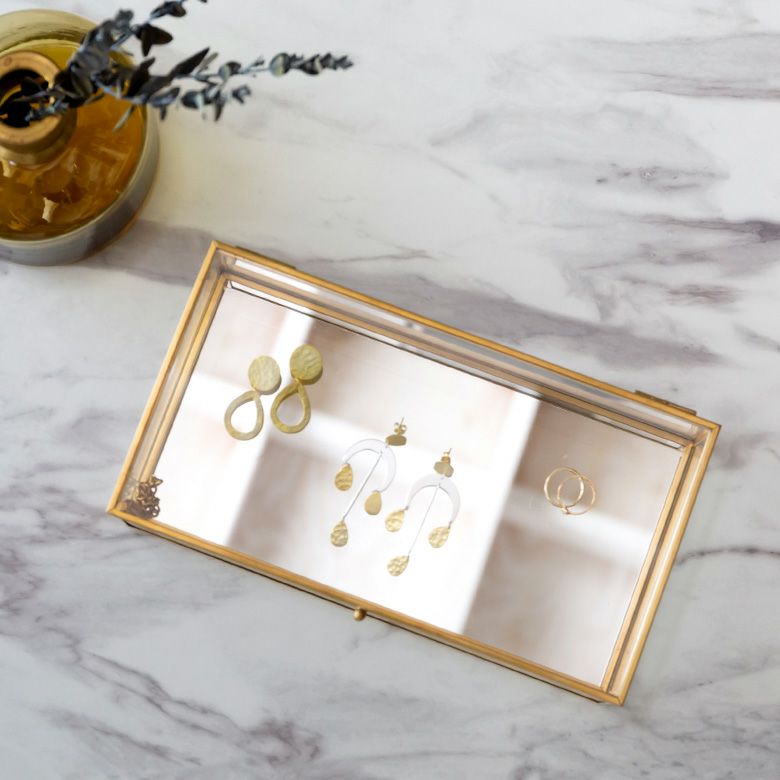 ガラスと真鍮でできたジュエリーボックス(63280) 【ガラスボックス