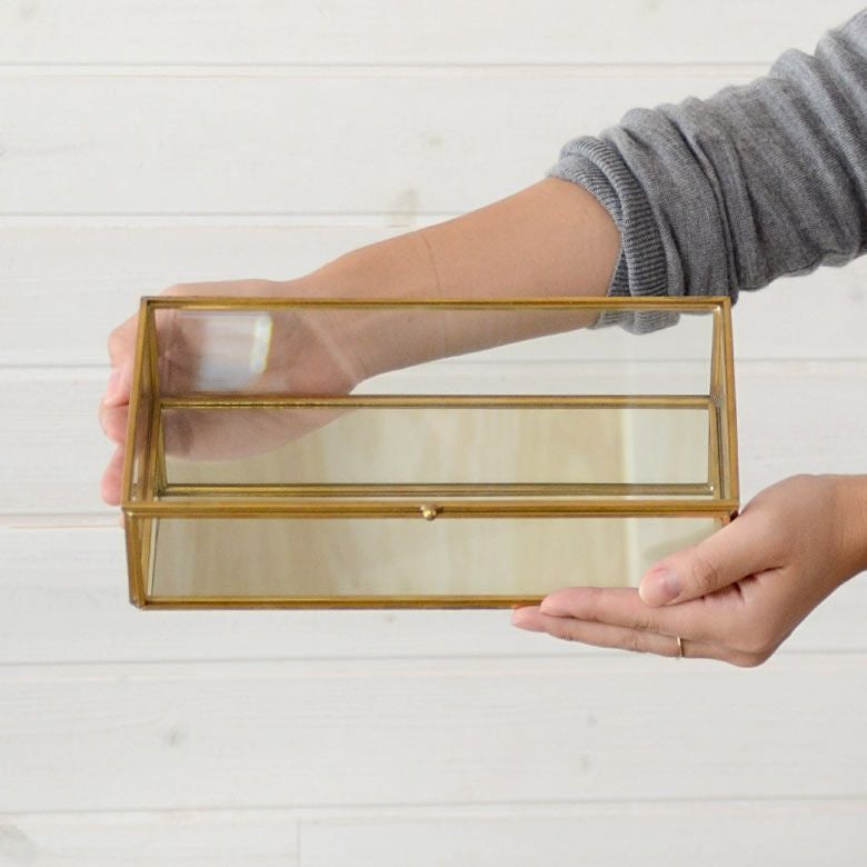 ガラスと真鍮でできたジュエリーボックス(63280) 【ガラスボックス