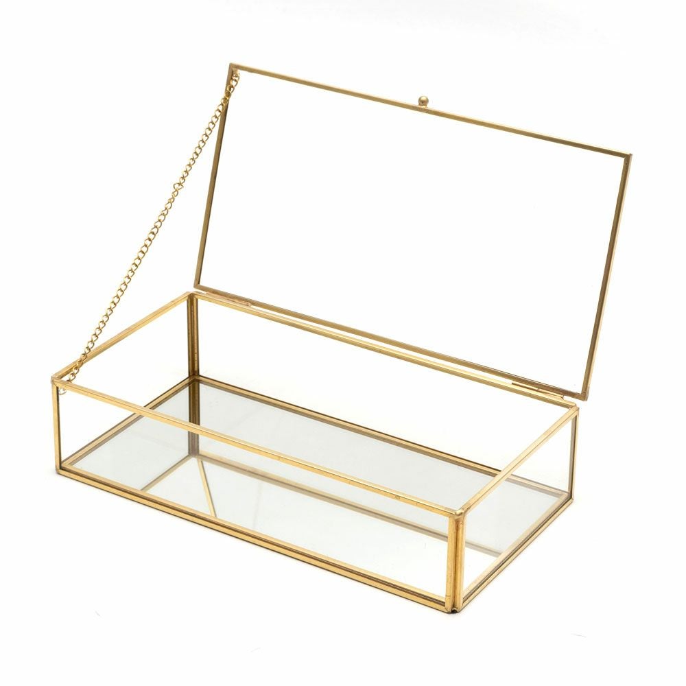 ガラスと真鍮でできたジュエリーボックス(63280) 【ガラスボックス