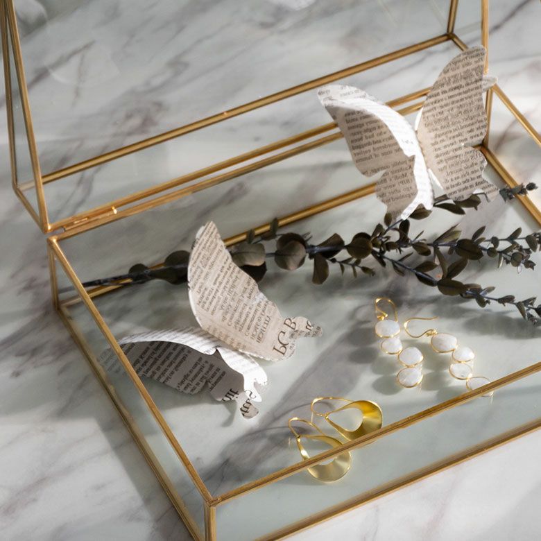 ガラスと真鍮でできたジュエリーボックス(63210) 【ガラス ジュエリー