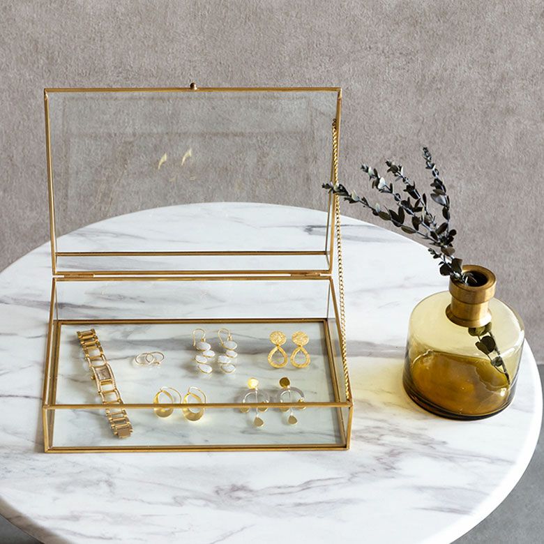 ガラスと真鍮でできたジュエリーボックス(63210) 【ガラス ジュエリー