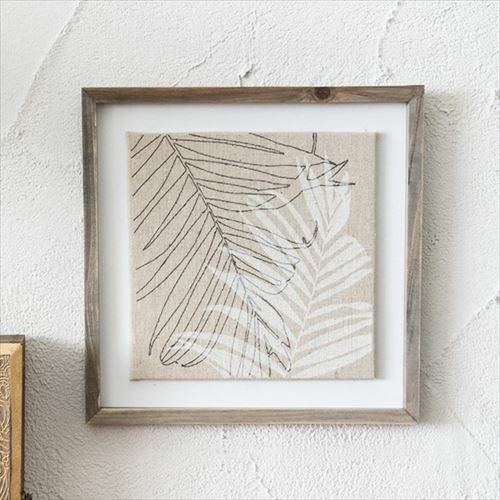 ヤシの葉をモチーフにしたリネンキャンバスのアートフレーム(66050