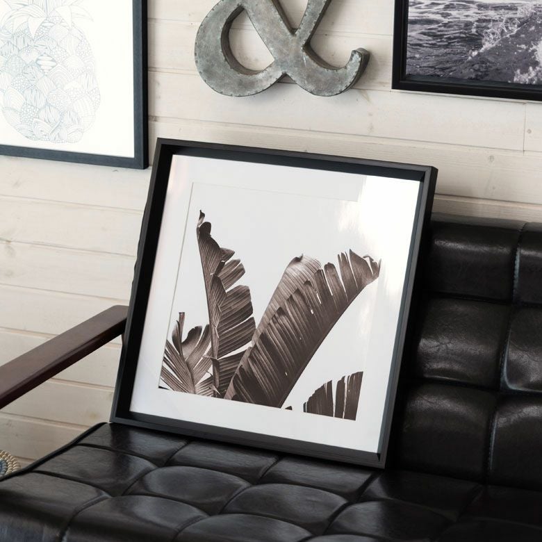 アートパネル 壁掛け インテリア リーフ モノクロ 50×50cm アート