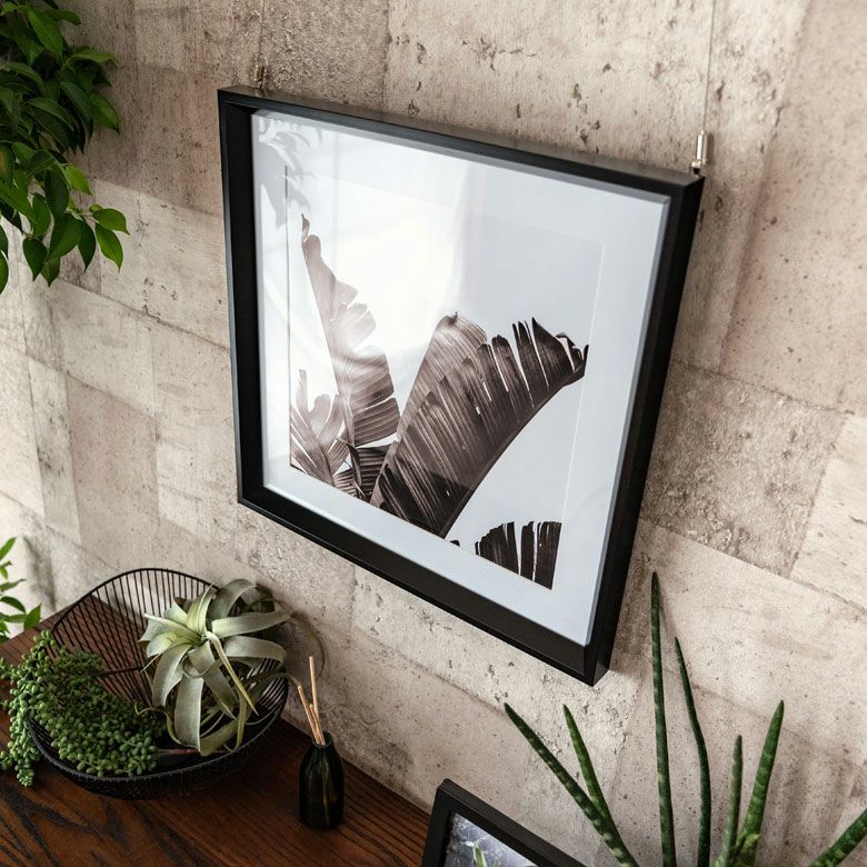 アートパネル 壁掛け インテリア リーフ モノクロ 50×50cm アート