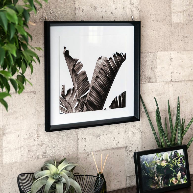アートパネル 壁掛け インテリア リーフ モノクロ 50×50cm アート