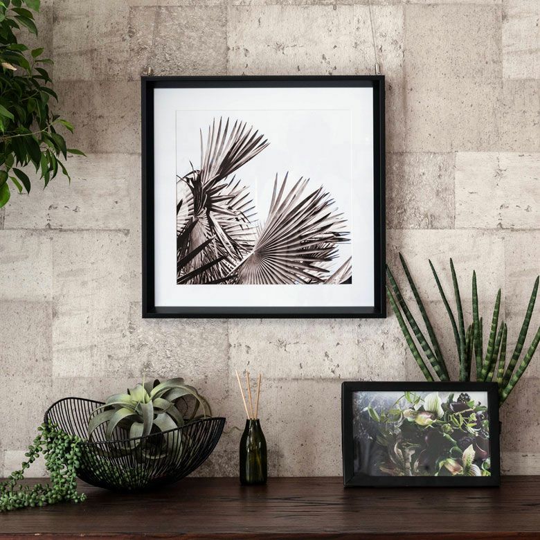 アートフレーム モノトーン ボタニカル リーフ 50×50cm 壁掛け