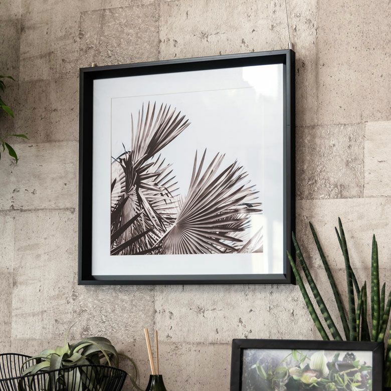 アートフレーム モノトーン ボタニカル リーフ 50×50cm 壁掛け