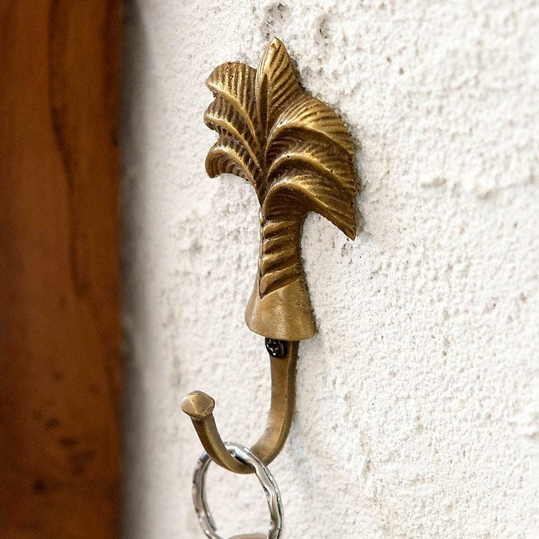 フック パームツリー型 アンティーク風 真鍮製 木ネジ付き 縦約9cm