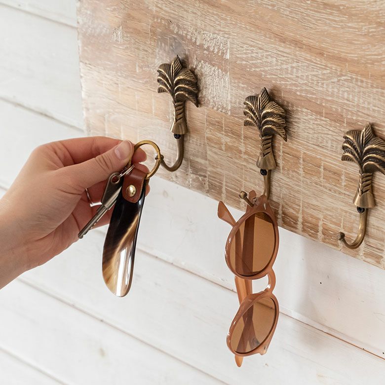 フック パームツリー型 アンティーク風 真鍮製 木ネジ付き 縦約9cm