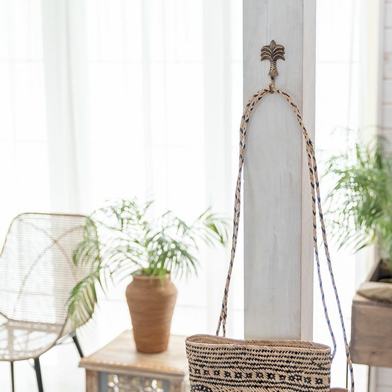 フック パームツリー型 アンティーク風 真鍮製 木ネジ付き 縦約9cm