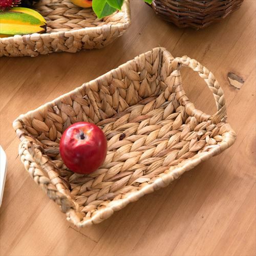 かごバスケット 持ち手付き スクエア型 浅型 Sサイズ ウォーター