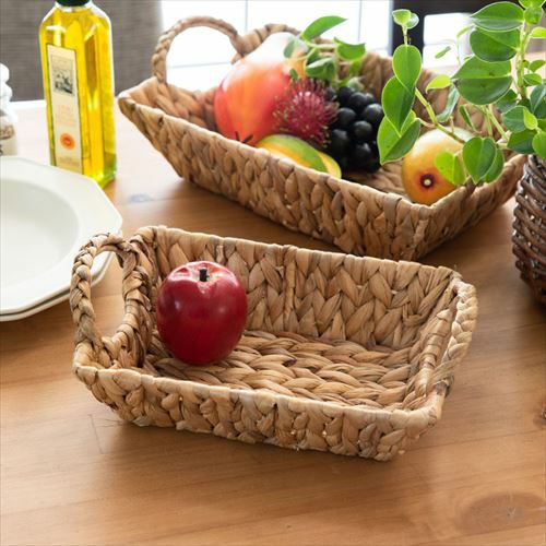 かごバスケット 持ち手付き スクエア型 浅型 Sサイズ ウォーター