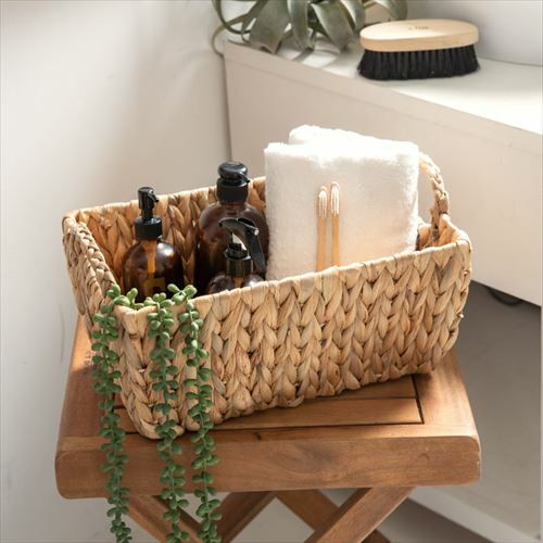 かごバスケット 持ち手付き スクエア型 深型 Sサイズ ウォーター