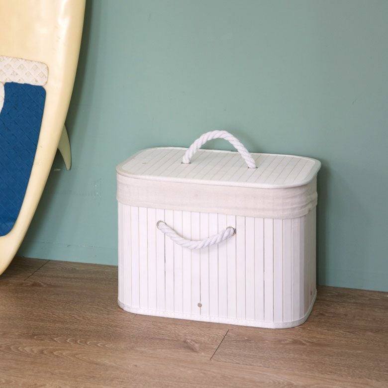 ロープハンドルがおしゃれな スクエア型 バンブーバスケット