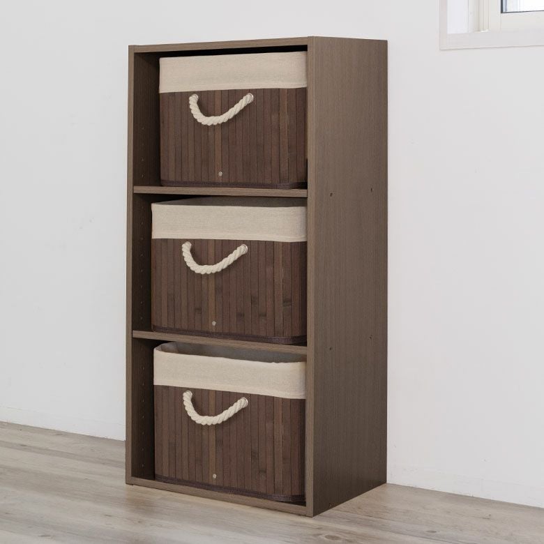 ロープハンドルがおしゃれな スクエア型 バンブーバスケット