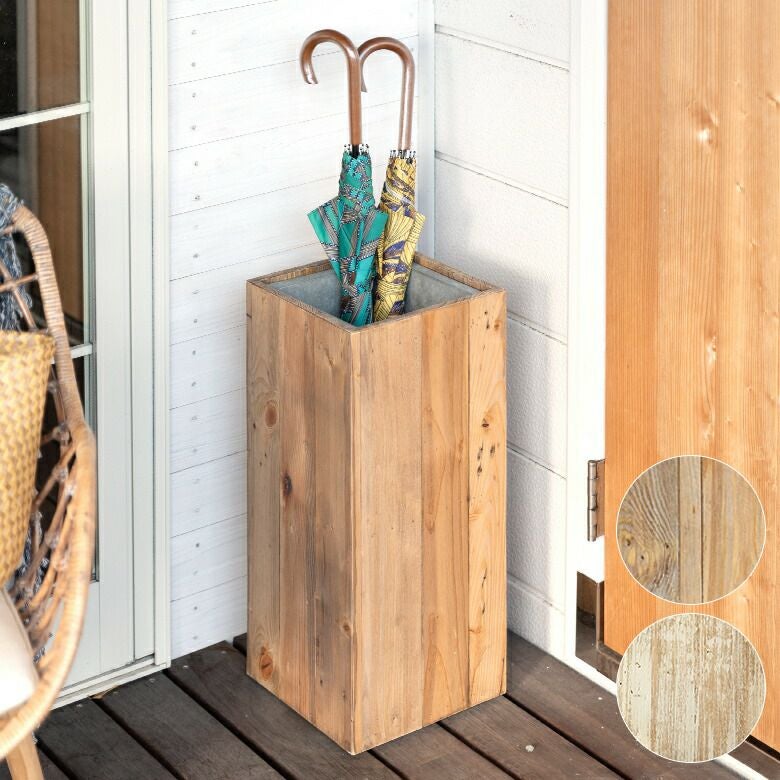 傘立て スリム角型 古木風仕上げ 木製 幅24.5cm Botanique ボタニーク