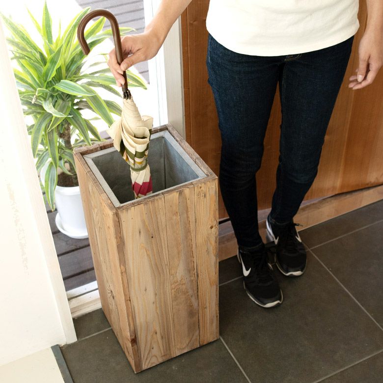 傘立て スリム角型 古木風仕上げ 木製 幅24.5cm Botanique ボタニーク