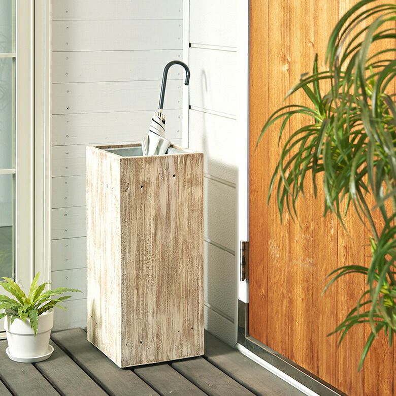 傘立て スリム角型 古木風仕上げ 木製 幅24.5cm Botanique ボタニーク