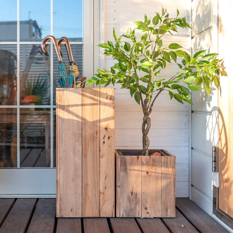 傘立て スリム角型 古木風仕上げ 木製 幅24.5cm Botanique ボタニーク