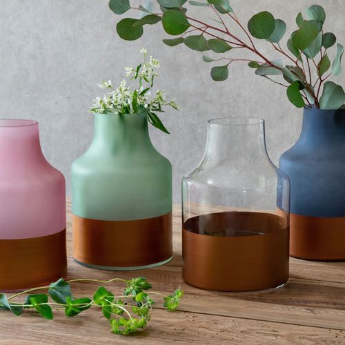 花瓶 フラワーベース 高さ22cm ボトルタイプ ツートンカラー クリア