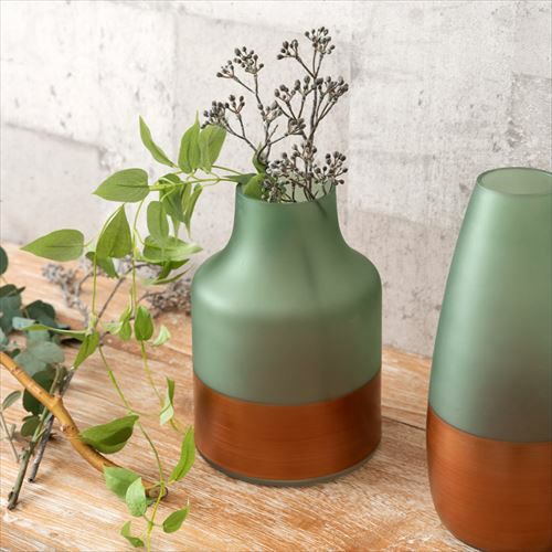 花瓶 フラワーベース 高さ22cm ボトルタイプ ツートンカラー クリア