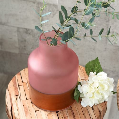 花瓶 フラワーベース 高さ22cm ボトルタイプ ツートンカラー クリア