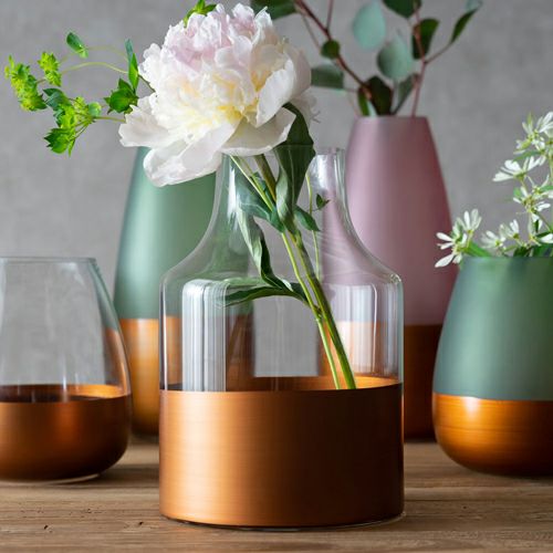 花瓶 フラワーベース 高さ22cm ボトルタイプ ツートンカラー クリア