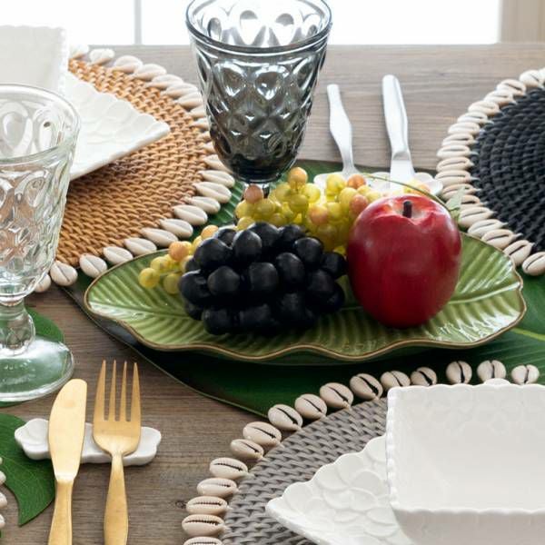 プレート バナナリーフ柄 Sサイズ 全長19cm グリーン 陶器製 食器